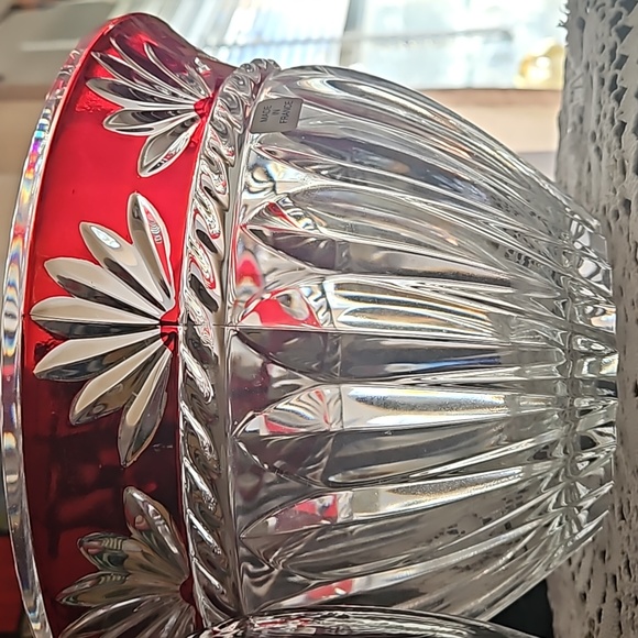 France marked Fan Cut to clear Heavy Lead Crystal Corinth Bowl Fan cut - Picture 3 of 11